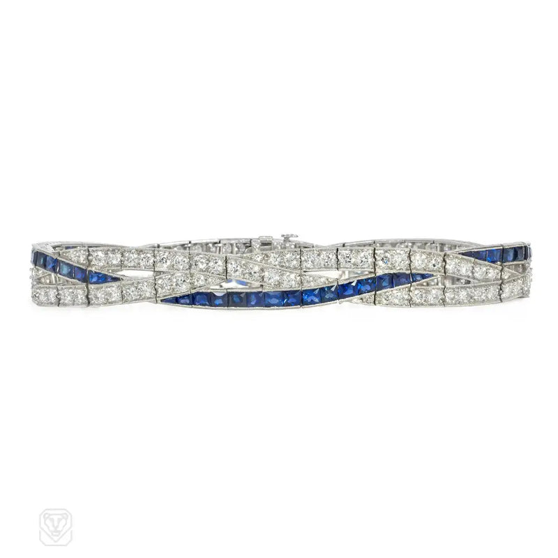 Art Deco J.e. Caldwell Sapphire And Diamond Bracelet