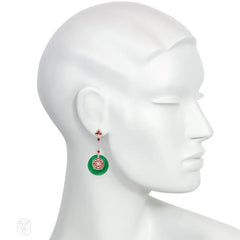 Art Deco jade and red laquer earrings