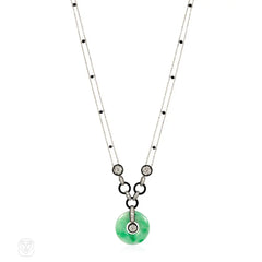 Art Deco jade, diamond, and onyx necklace