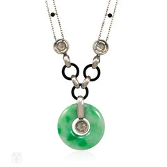 Art Deco jade, diamond, and onyx necklace