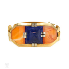Art Deco lapis and carnelian bracelet. Georges Lenfant