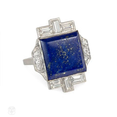 Art Deco lapis and diamond ring