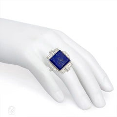 Art Deco lapis and diamond ring