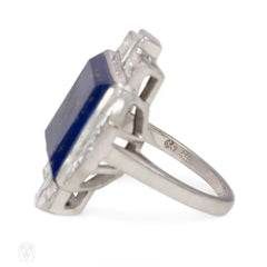 Art Deco lapis and diamond ring