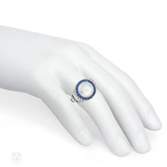 Art Deco moonstone, sapphire and diamond ring
