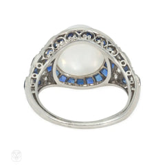 Art Deco moonstone, sapphire and diamond ring