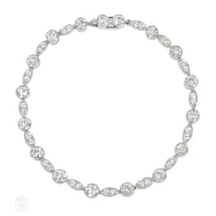 Art Deco navette and collet-set diamond line bracelet