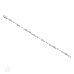Art Deco navette and collet-set diamond line bracelet
