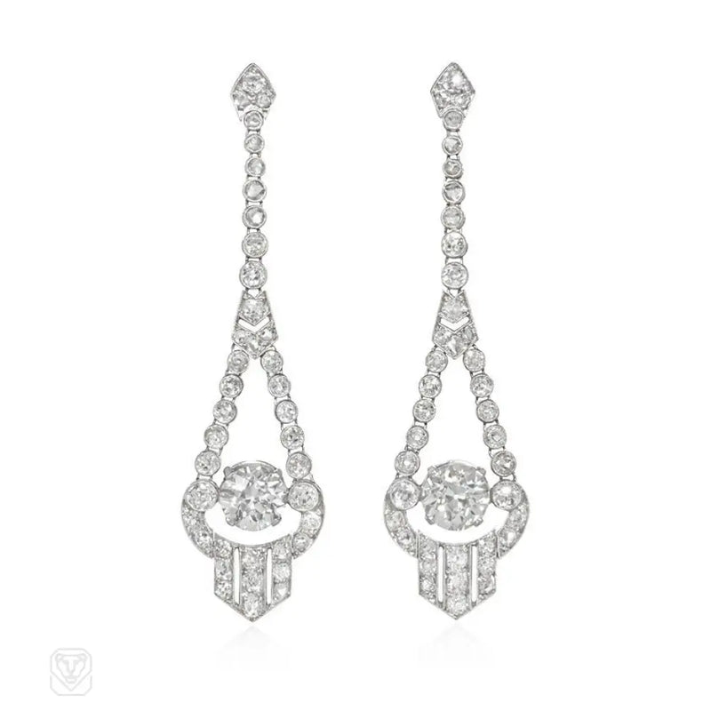 Art Deco Old Cut Diamond And Platinum Earrings