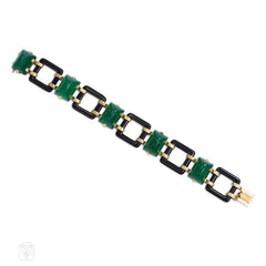 Art Deco onyx and chrysophrase bracelet
