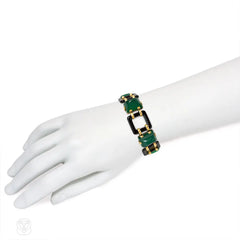 Art Deco onyx and chrysophrase bracelet