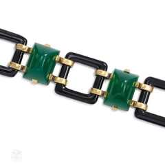 Art Deco onyx and chrysophrase bracelet