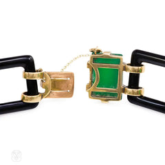 Art Deco onyx and chrysophrase bracelet