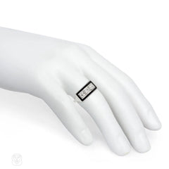 Art Deco Onyx and Diamond beveled-front ring