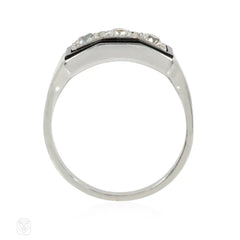 Art Deco Onyx and Diamond beveled-front ring