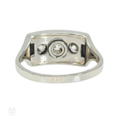Art Deco Onyx and Diamond beveled-front ring