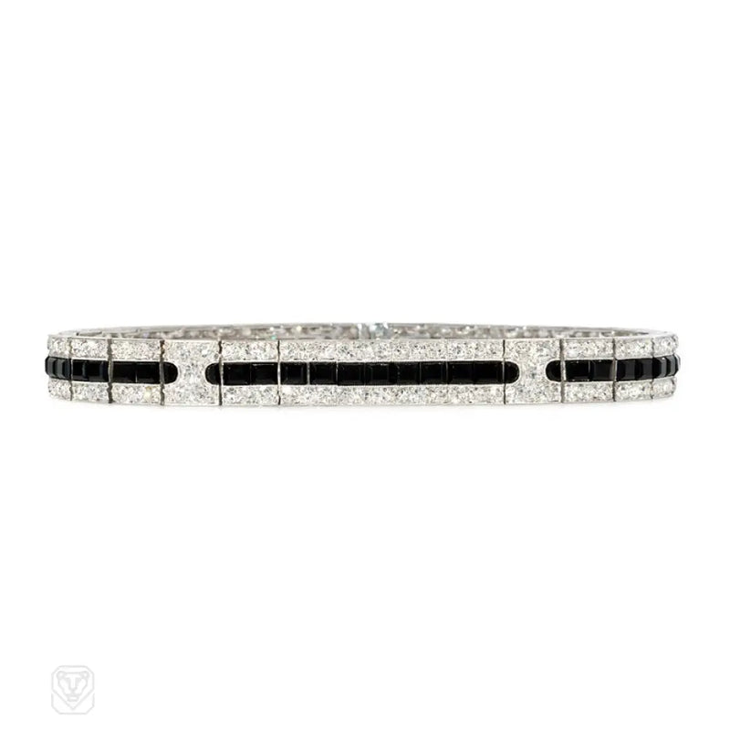 Art Deco Onyx And Diamond Bracelet Van Cleef & Arpels France.