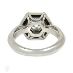 Art Deco onyx and diamond hexagonal ring