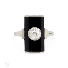 Art Deco onyx and diamond ring