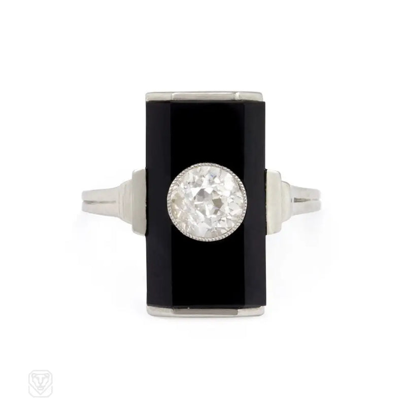 Art Deco Onyx And Diamond Ring