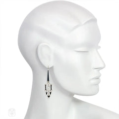 Art Deco onyx, diamond and enamel earrings