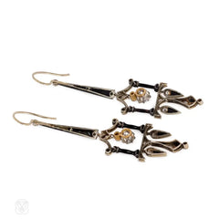 Art Deco onyx, diamond and enamel earrings