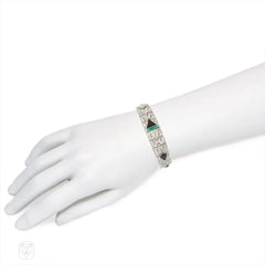 Art Deco onyx, emerald and diamond bracelet.