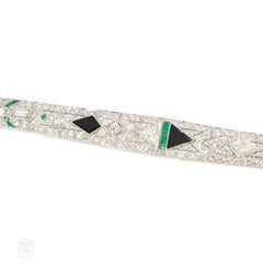 Art Deco onyx, emerald and diamond bracelet.