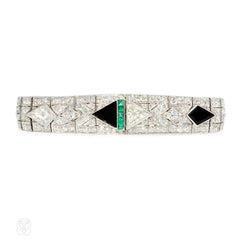 Art Deco onyx, emerald and diamond bracelet.