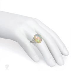 Art Deco opal and diamond ring