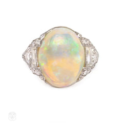 Art Deco opal and diamond ring