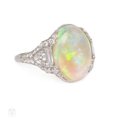 Art Deco opal and diamond ring