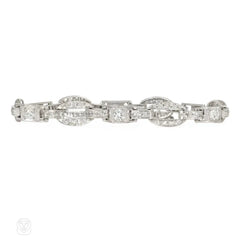 Art Deco oval and box link diamond bracelet