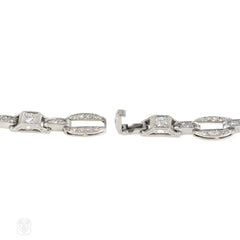 Art Deco oval and box link diamond bracelet