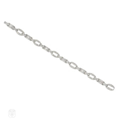 Art Deco oval and box link diamond bracelet
