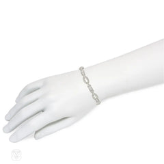 Art Deco oval and box link diamond bracelet