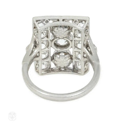 Art Deco pearl and diamond rectangular plaque ring
