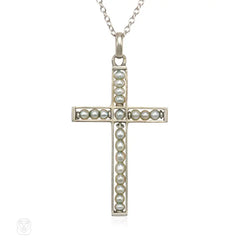 Art Deco pearl cross, France