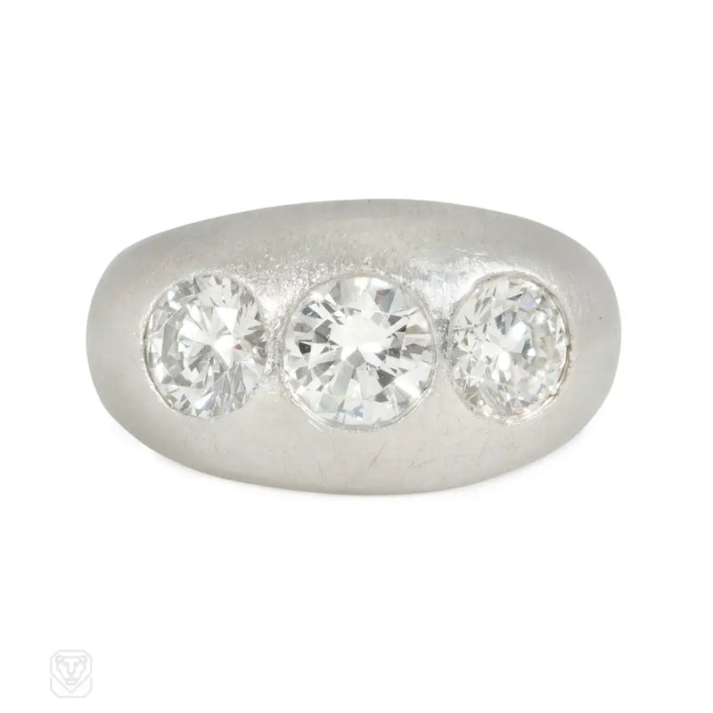 Art Deco Platinum And Diamond Three - Stone Ring
