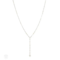 Art Deco platinum and pearl lariat