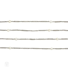 Art Deco platinum and pearl lariat