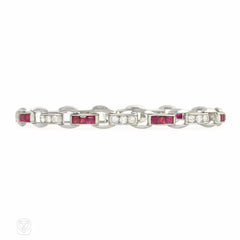 Art Deco ruby and diamond bracelet, Cartier