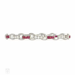Art Deco ruby and diamond bracelet, Cartier