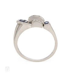 Art Deco sapphire and diamond buckle ring