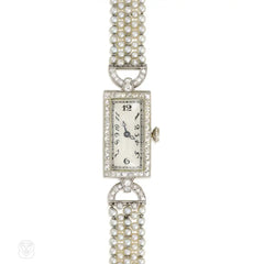 Art Deco seed pearl dinner watch, C.H. Meylan