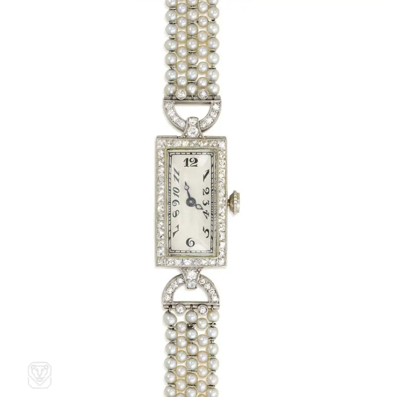 Art Deco Seed Pearl Dinner Watch C.h. Meylan