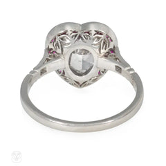 Art Deco style heart-shaped diamond ring