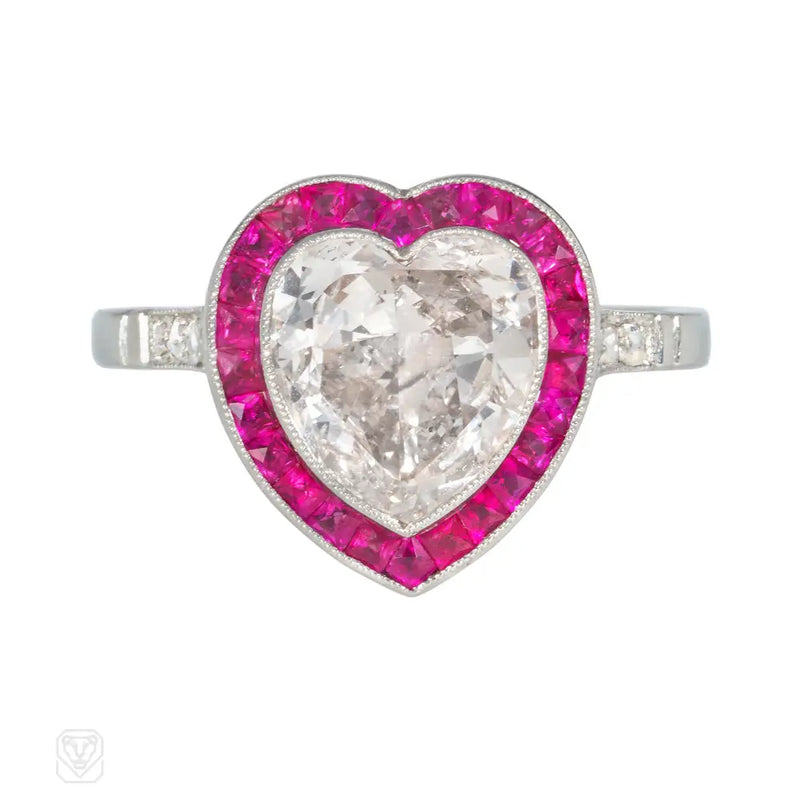 Art Deco Style Heart - Shaped Diamond Ring
