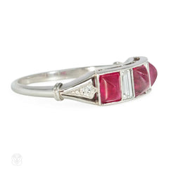 Art Deco sugarloaf ruby and diamond ring
