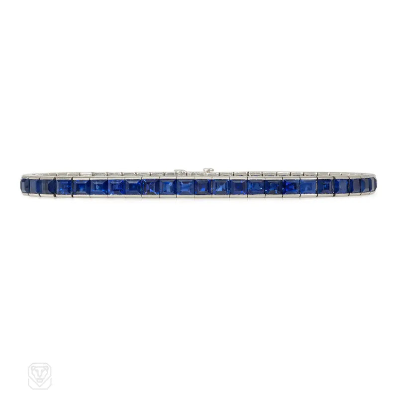 Art Deco Tiffany & Co. sapphire and platinum line bracelet